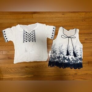 White and Blue Women Tops Set